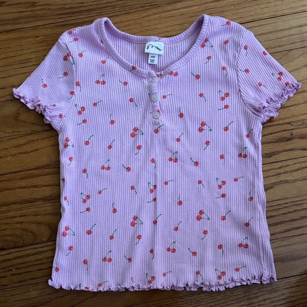 Art Class Cherry Print Kids Tee - Light Purple